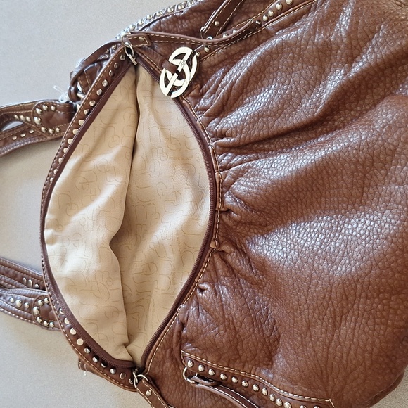 Red by Marc Ecko Soft Pebbled Vegan Leather Hobo Slouch Bag - Picture 10 of 17